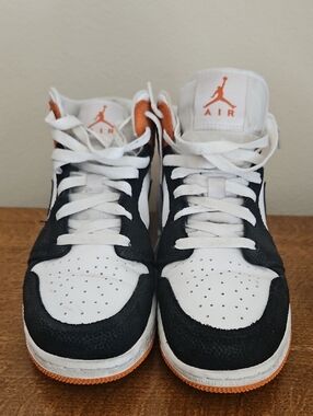 Jordan Sneakers in White, Black & Orange Accents
